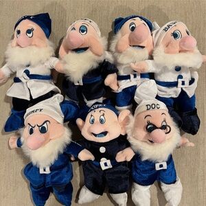 NWT Vintage  limited Edition Set of Seven Dwarfs Plush Toys in Blue and White